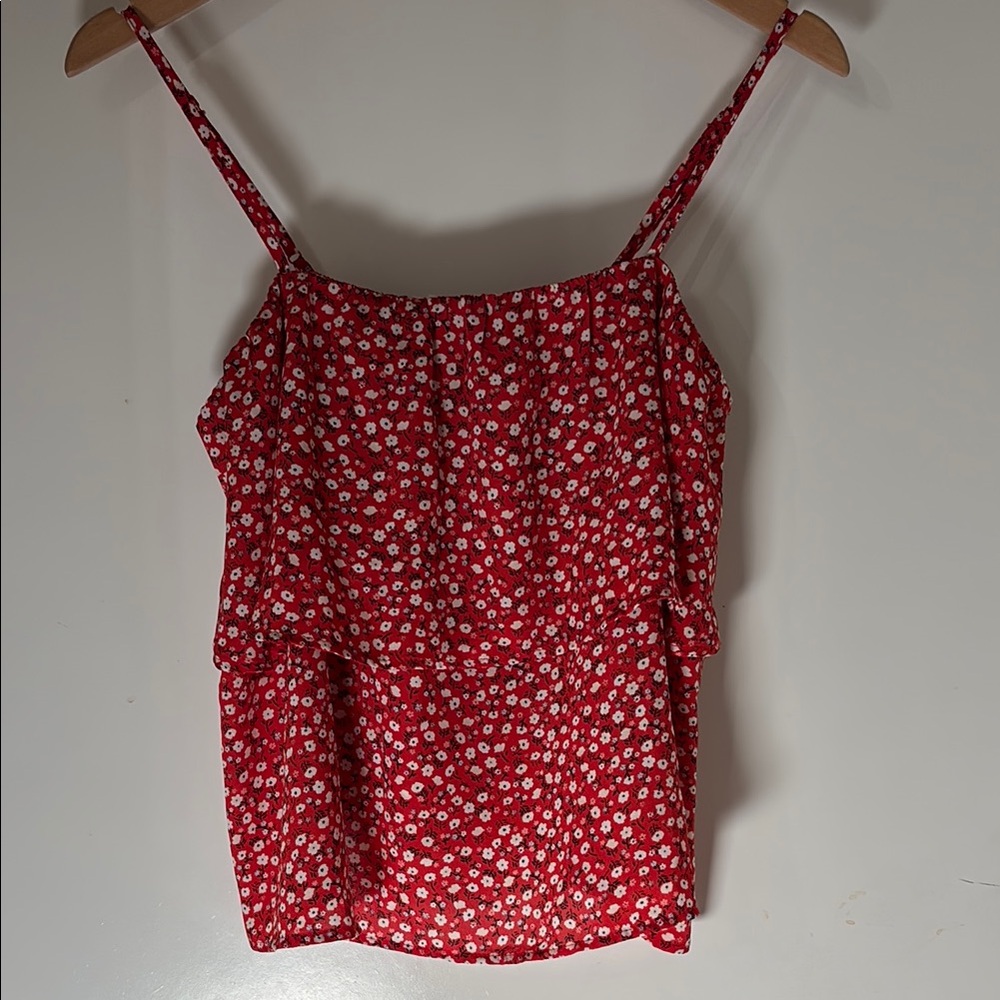 Red and White Fitted Camisole with adjustable Straps